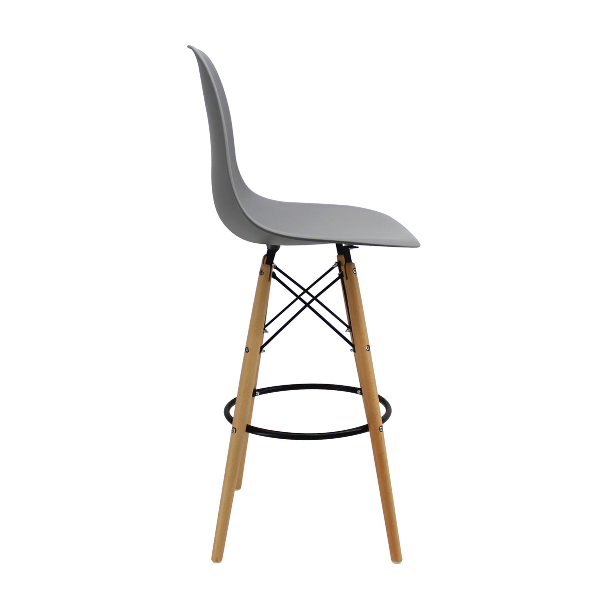 Silla Bar DKR Eames Gris Polipropileno Moderna 56x106cm - Sillas y Butacos | Bylmo