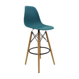 Set x 2 Sillas de Bar DKR Eames Azul Petróleo Moderna 56 cm - Sillas y Butacos | Bylmo