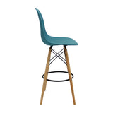 Set x 2 Sillas de Bar DKR Eames Azul Petróleo Moderna 56 cm - Sillas y Butacos | Bylmo