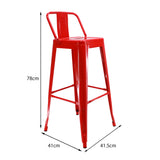 Silla Bar Titan Roja 41.5x78cm Estructura Metal - Sillas y Butacos | Bylmo