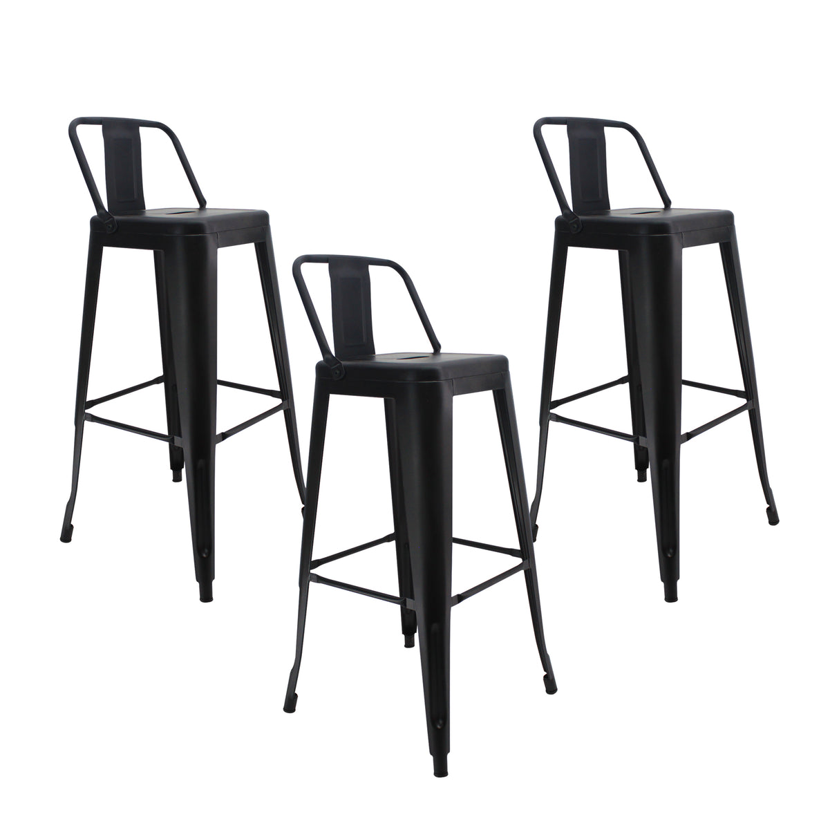 Set x 3 Sillas de Bar Titan Negro Moderno Metal 41.5x78cm - Sillas y Butacos | Bylmo