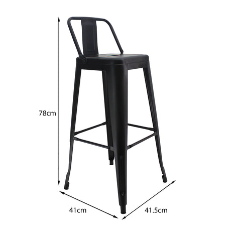 Set x 3 Sillas de Bar Titan Negro Moderno Metal 41.5x78cm - Sillas y Butacos | Bylmo