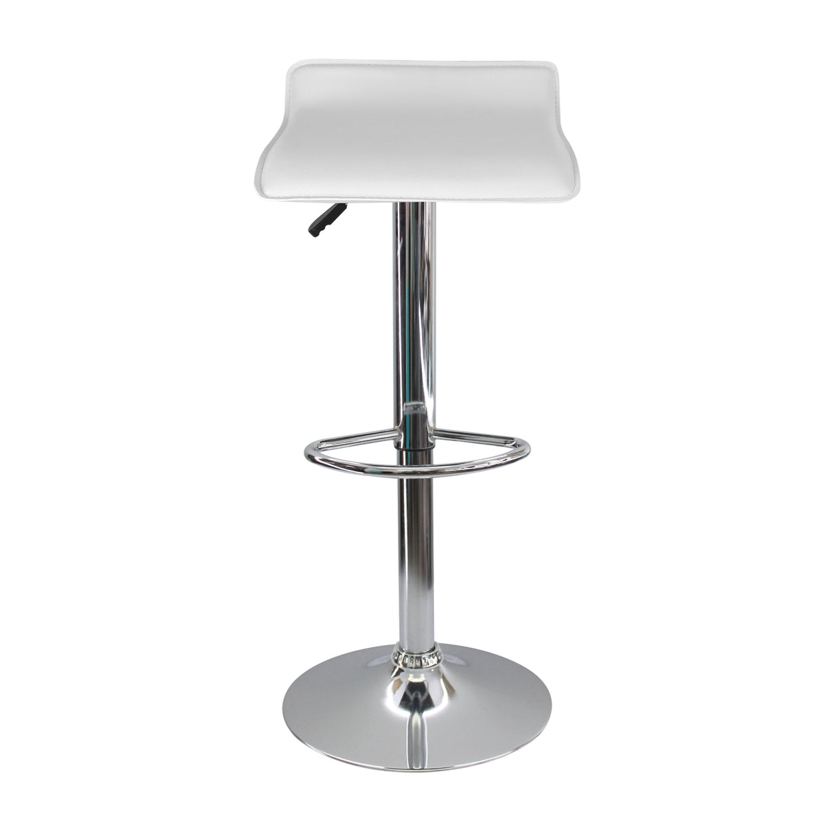 Silla Bar Wave Altura Ajustable Blanco Cuero Ecológico 38x79cm - Sillas y Butacos | Bylmo
