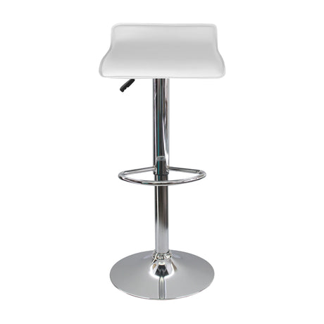 Silla Bar Wave Altura Ajustable Blanco Cuero Ecológico 38x79cm - Sillas y Butacos | Bylmo