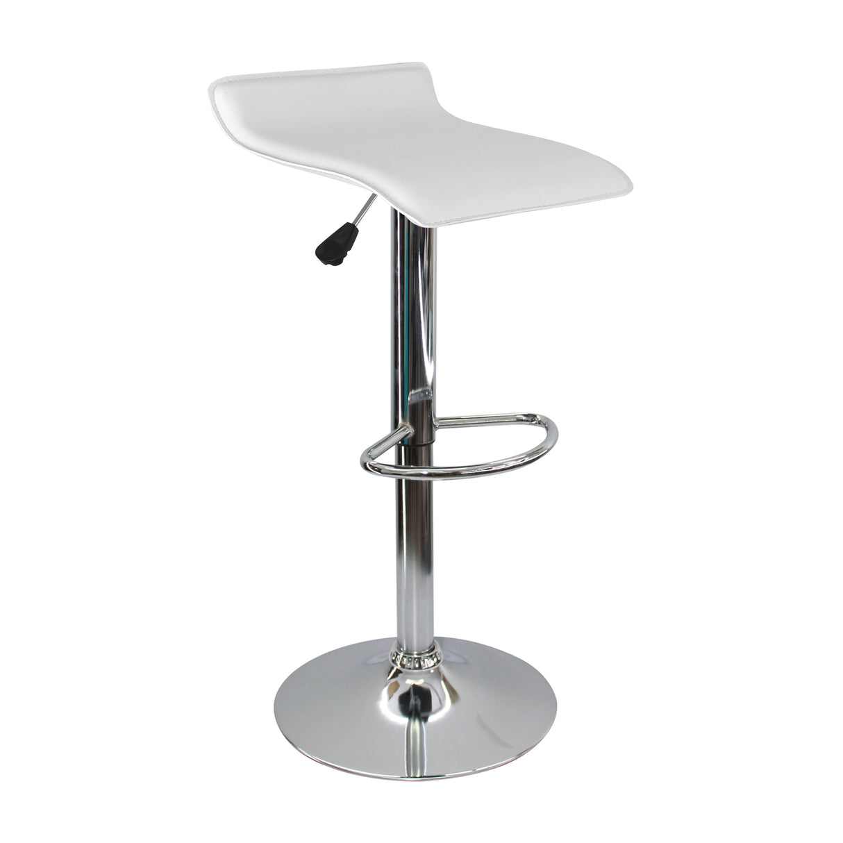 Silla Bar Wave Altura Ajustable Blanco Cuero Ecológico 38x79cm - Sillas y Butacos | Bylmo