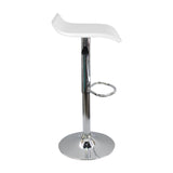 Silla Bar Wave Altura Ajustable Blanco Cuero Ecológico 38x79cm - Sillas y Butacos | Bylmo