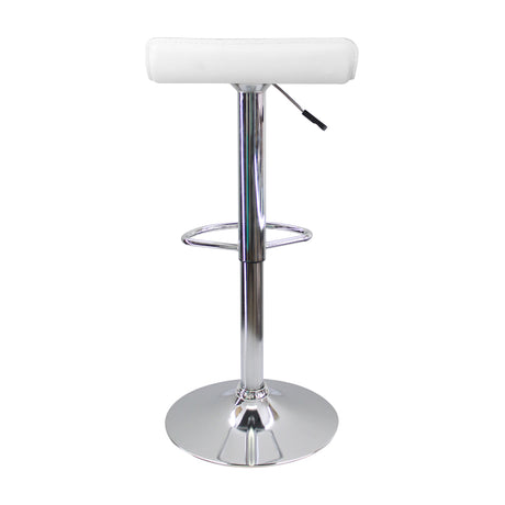 Silla Bar Wave Altura Ajustable Blanco Cuero Ecológico 38x79cm - Sillas y Butacos | Bylmo