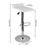 Silla Bar Wave Altura Ajustable Blanco Cuero Ecológico 38x79cm - Sillas y Butacos | Bylmo
