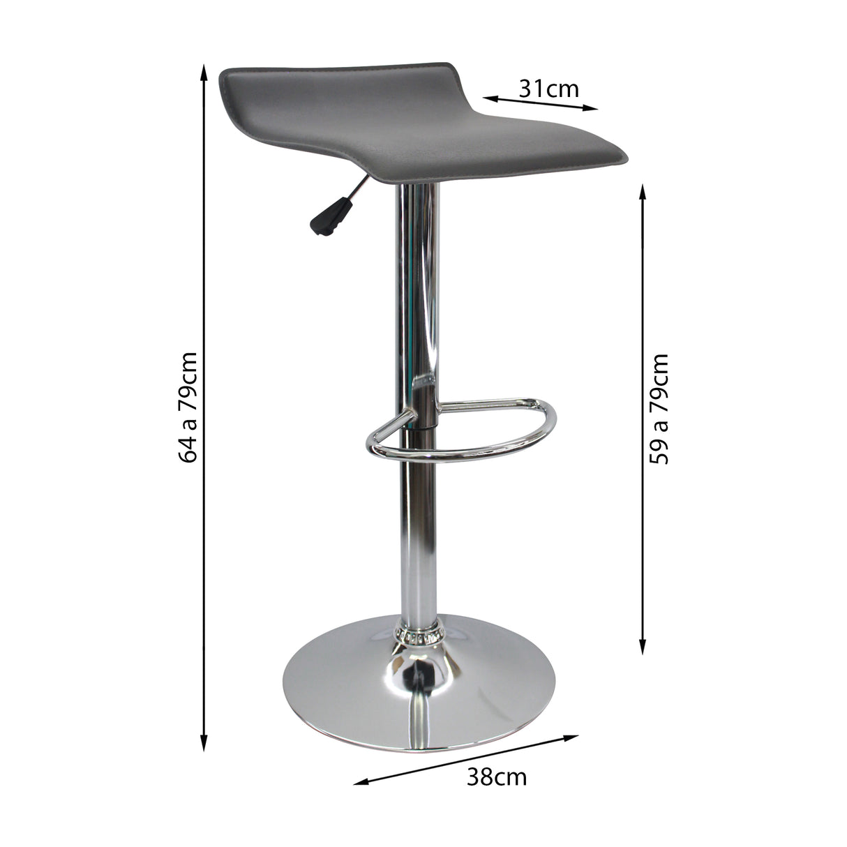 Set x 2 Sillas de Bar Wave Gris 38x79cm Moderno - Sillas y Butacos | Bylmo