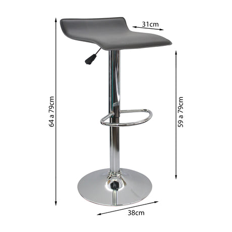 Set x 2 Sillas de Bar Wave Gris 38x79cm Moderno - Sillas y Butacos | Bylmo
