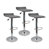 Set x 3 Sillas de Bar Wave Gris Elegante Cromado y Cuero 38x79cm - Sillas y Butacos | Bylmo