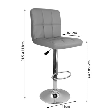 Silla Bar Confort Giratoria Altura Ajustable Gris Diseño Moderno - Sillas y Butacos | Bylmo