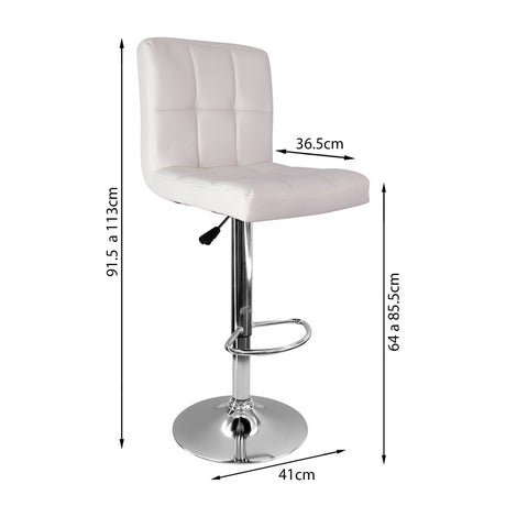 Set x 2 Sillas de Bar Confort Giratorias Ajustables en Altura Blanca - SILLAS Y BUTACOS | Bylmo