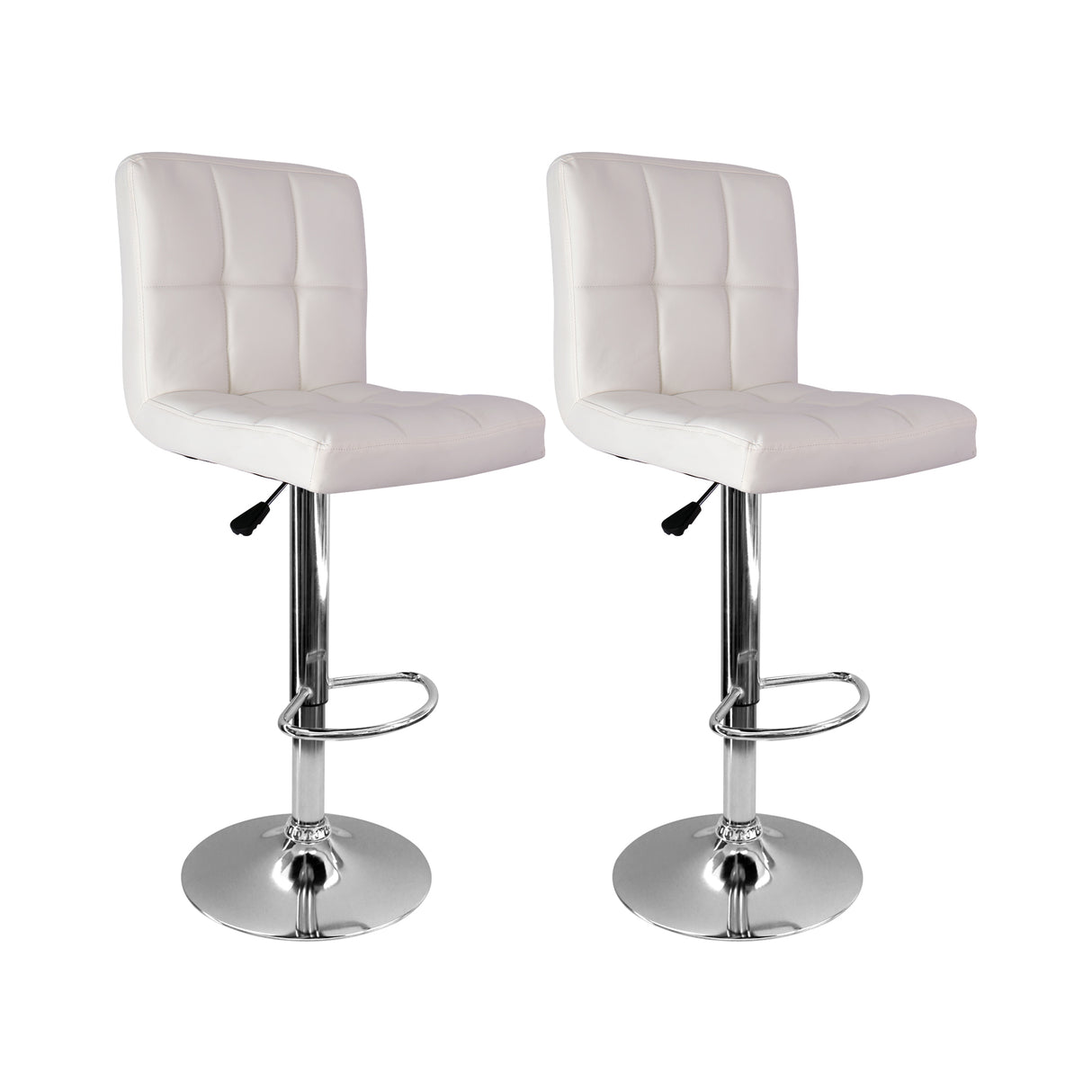 Set x 2 Sillas de Bar Confort Giratorias Ajustables en Altura Blanca - SILLAS Y BUTACOS | Bylmo