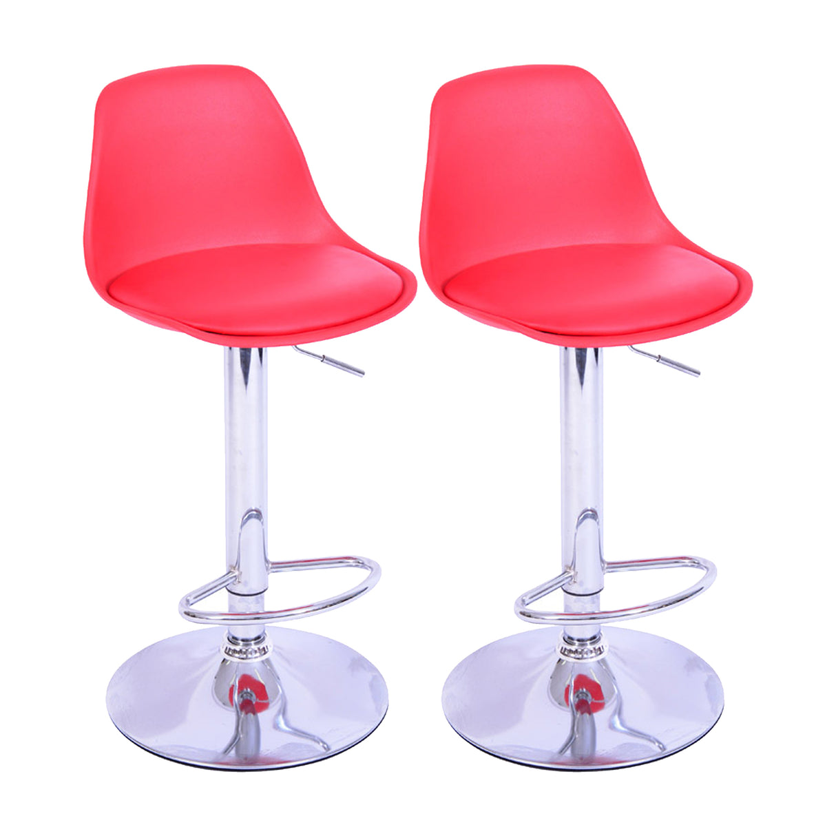 Set x 2 Sillas de Bar July Rojo Eco Cuero Ajustables en Altura - SILLAS Y BUTACOS | Bylmo