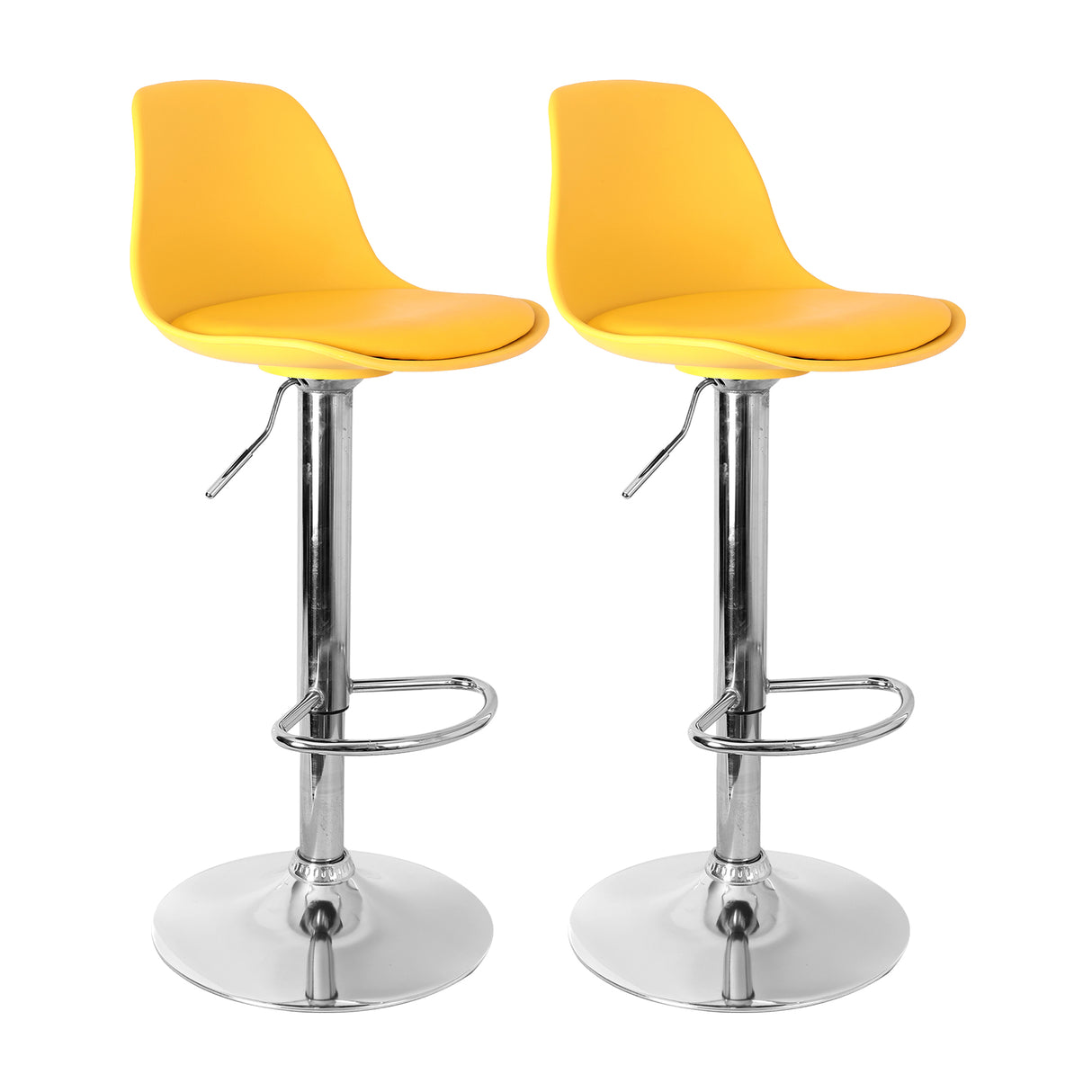 Set x 2 Sillas de Bar July Amarilla Eco Cuero Ajustable en Altura - SILLAS Y BUTACOS | Bylmo