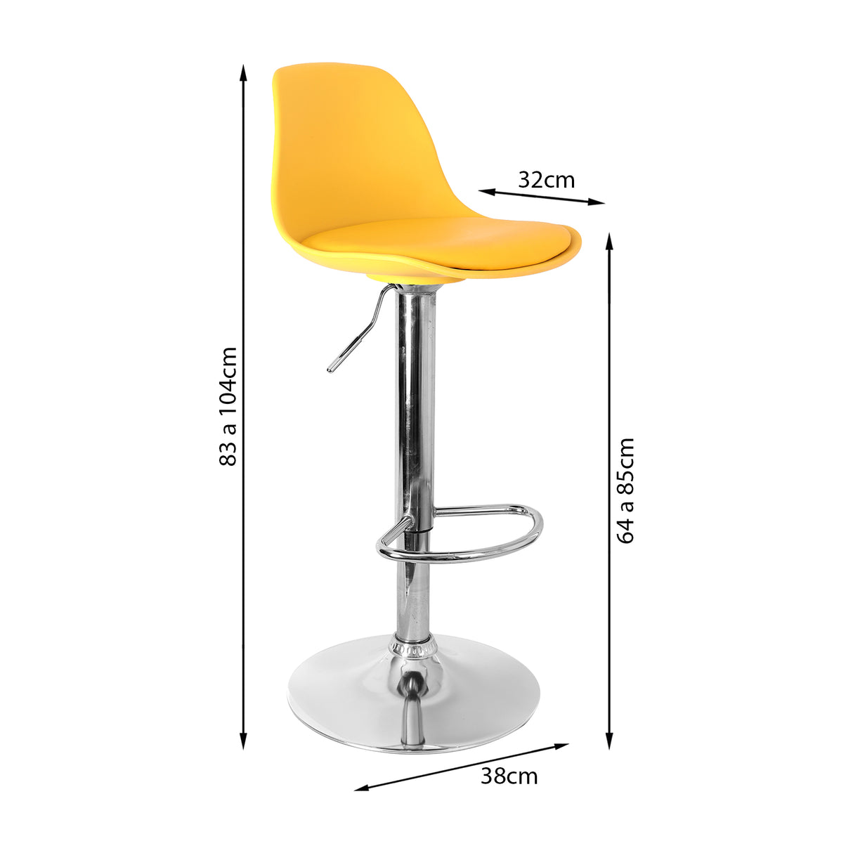 Set x 2 Sillas de Bar July Amarilla Eco Cuero Ajustable en Altura - SILLAS Y BUTACOS | Bylmo