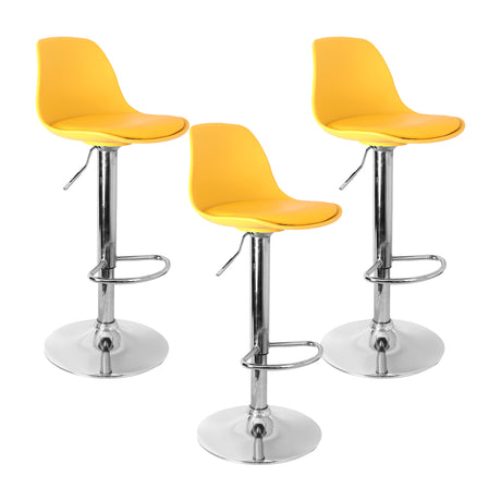Set x 3 Sillas de Bar July Amarillo Cuero Ecológico Ajustable en Altura - SILLAS Y BUTACOS | Bylmo
