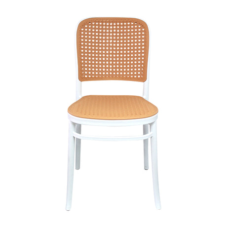 Silla de Comedor Amis Clásica Moderna Blanco y Beige Polipropileno. - SILLAS Y BUTACOS | Bylmo