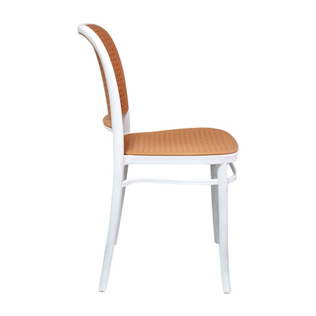 Silla de Comedor Amis Clásica Moderna Blanco y Beige Polipropileno. - SILLAS Y BUTACOS | Bylmo