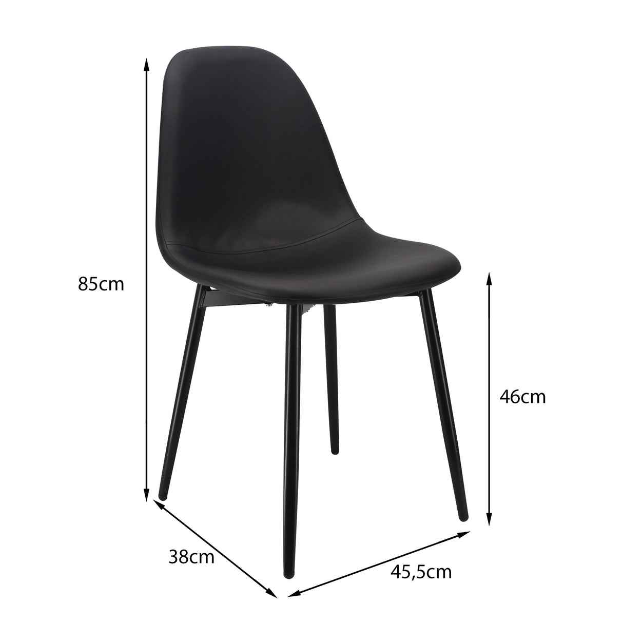 Silla de Comedor BP Moderna Negra con Asiento Acolchado de Poliuretano - SILLAS Y BUTACOS | Bylmo