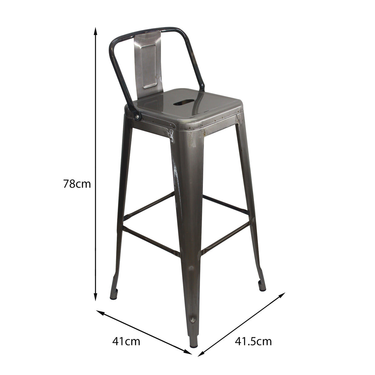 Silla Bar Titan Tolix Rústica 41.5x78 cm Metal Con Espaldar - Sillas y Butacos | Bylmo