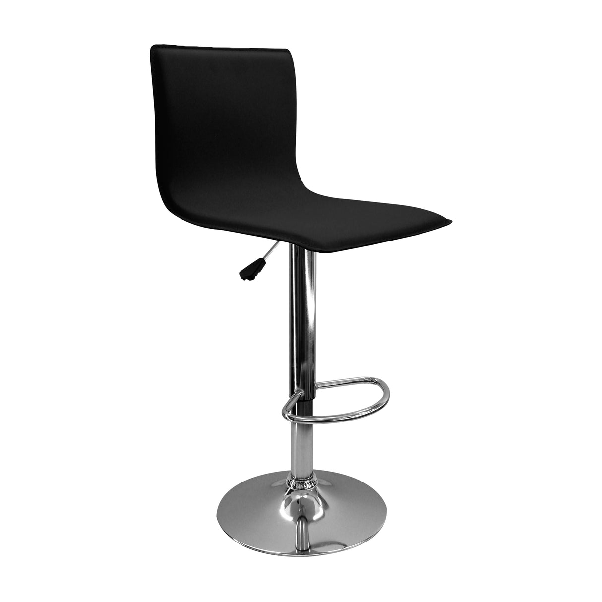 Silla Bar Wave Negra con Eco Cuero y Asiento Ajustable de Altura - Sillas y Butacos | Bylmo