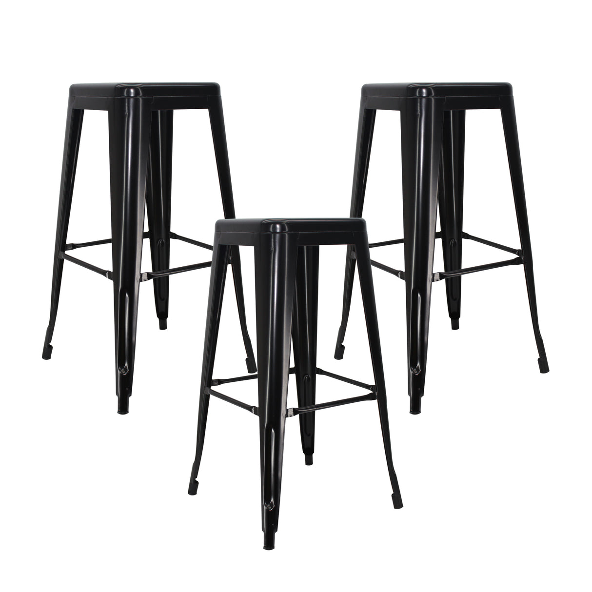 Set x 3 Sillas de Bar Titan Tolix Negro 41.5x78cm Sin Espaldar - Sillas y Butacos | Bylmo