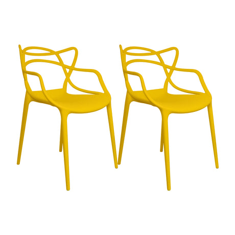 Kit x 2 Sillas para Exteriores Solna 54 cm Amarillo Europeo con Apoya Brazos - Sillas de Exterior | Bylmo