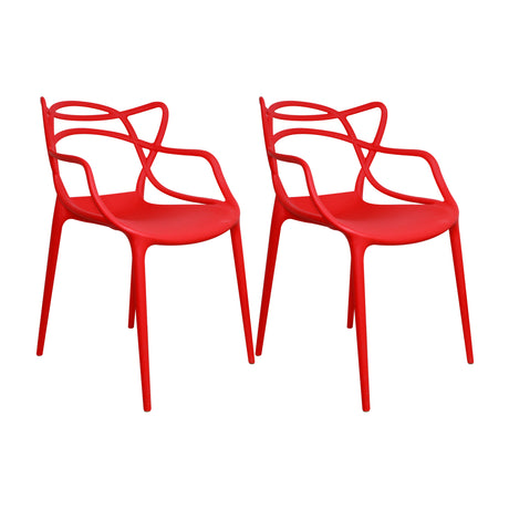 Kit x 2 Sillas para Exteriores Solna 54 cm Rojo Europeo con Apoya Brazos - Sillas de Exterior | Bylmo