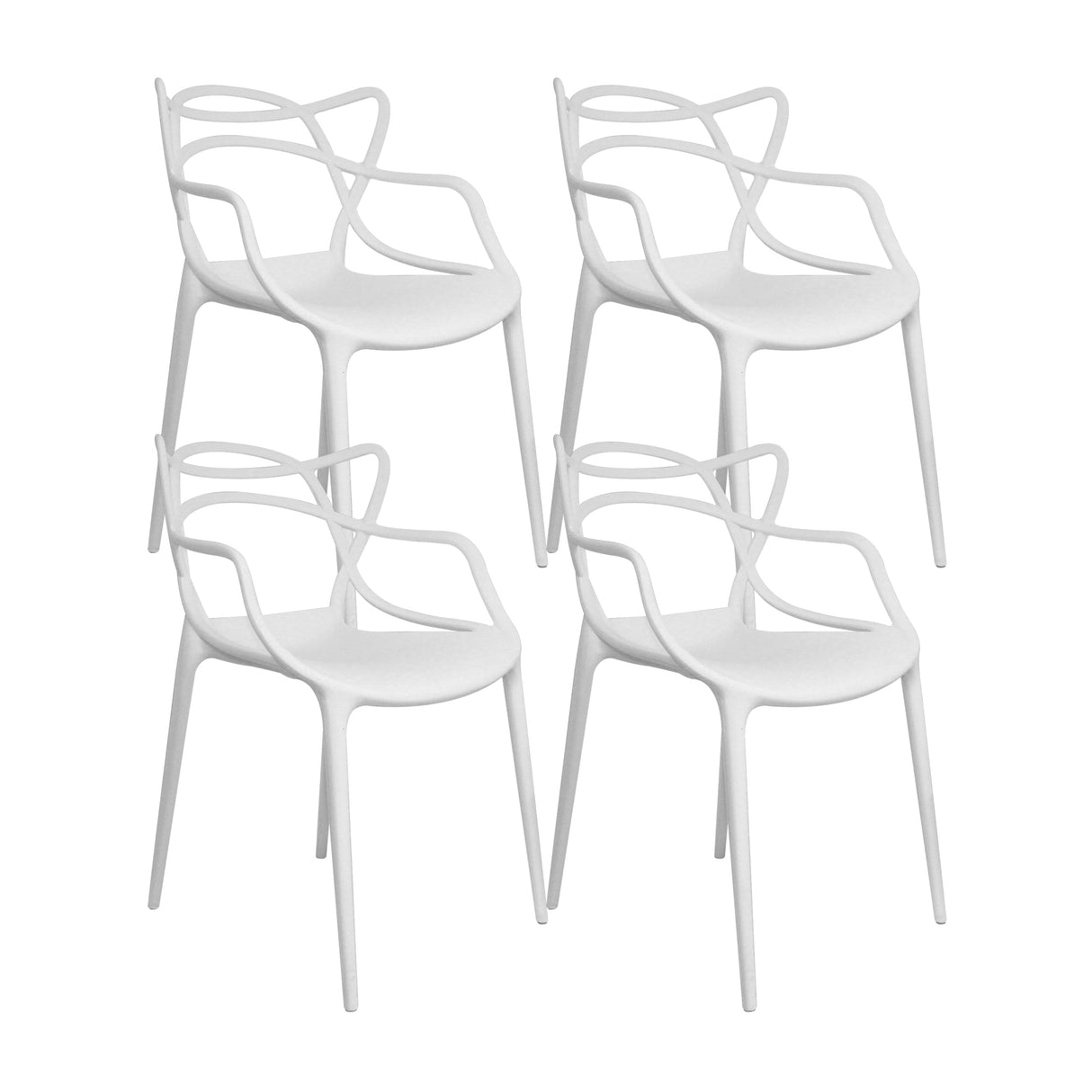 Kit x 4 Sillas para Exteriores Solna 54 cm Blanco Europeo con Apoya Brazos