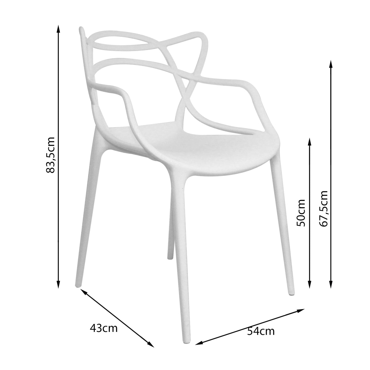 Kit x 4 Sillas para Exteriores Solna 54 cm Blanco Europeo con Apoya Brazos