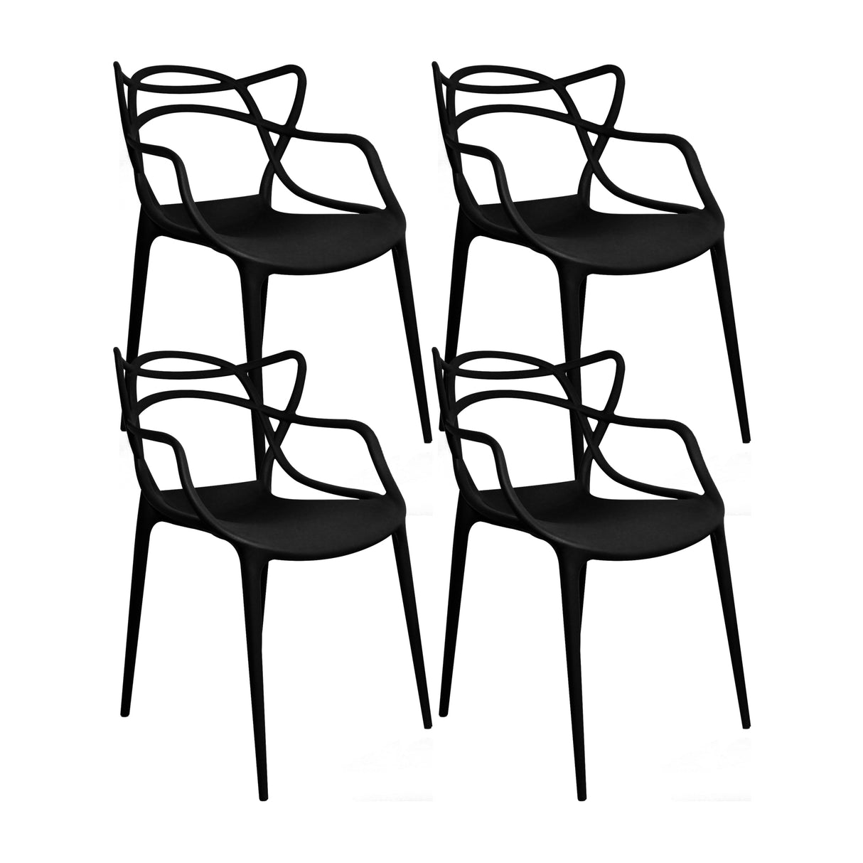 Kit x 4 Sillas para Exteriores Solna 54 cm Negro Europeo con Apoya Brazos