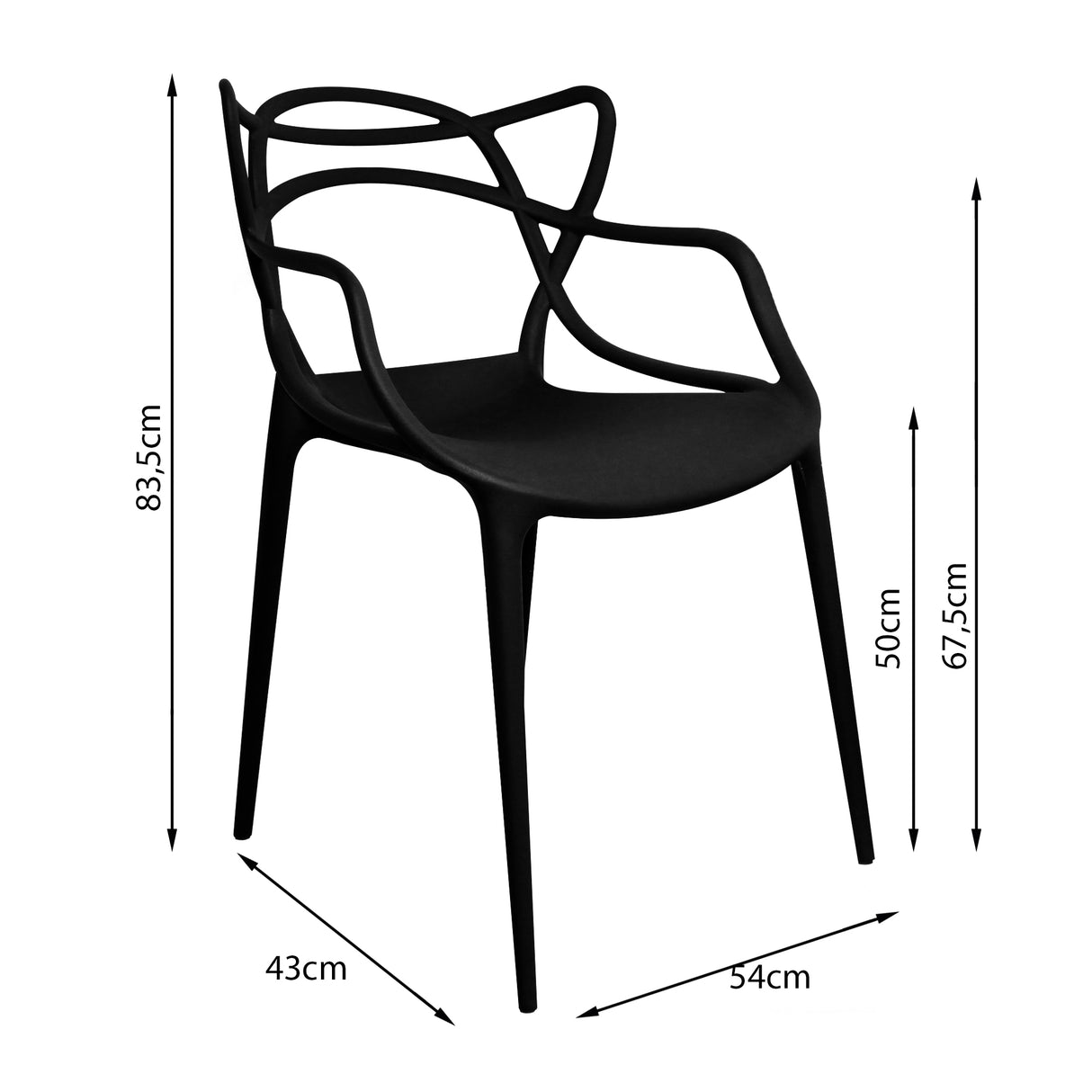 Kit x 4 Sillas para Exteriores Solna 54 cm Negro Europeo con Apoya Brazos
