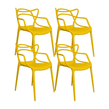 Kit x 4 Sillas para Exteriores Solna 54 cm Amarillo Europeo con Apoya Brazos - Sillas de Exterior | Bylmo