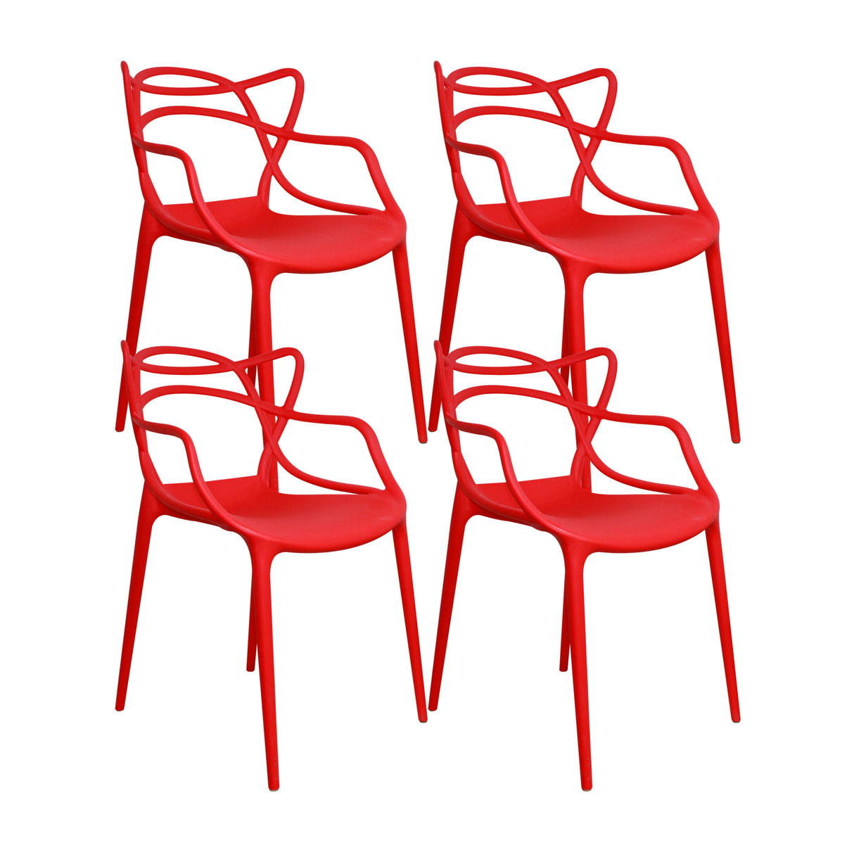 Kit x 4 Sillas para Exteriores Solna 54 cm Rojo Europeo con Apoya Brazos - Sillas de Exterior | Bylmo