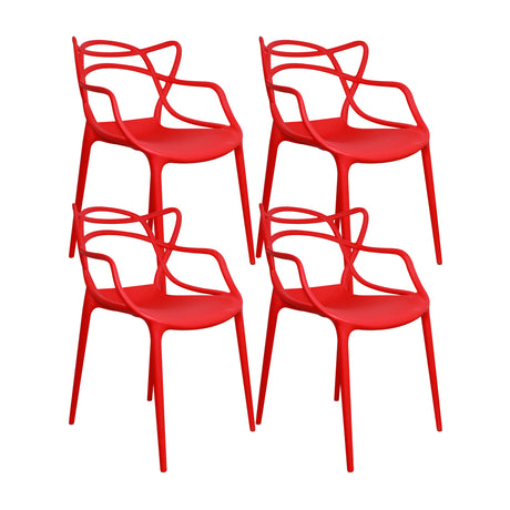 Kit x 4 Sillas para Exteriores Solna 54 cm Rojo Europeo con Apoya Brazos - Sillas de Exterior | Bylmo