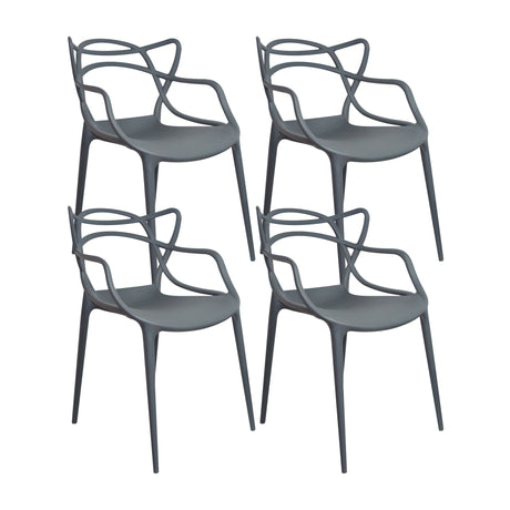Kit x 4 Sillas para Exteriores Solna 54 cm Gris Europeo con Apoya Brazos - Sillas de Exterior | Bylmo
