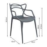 Kit x 4 Sillas para Exteriores Solna 54 cm Gris Europeo con Apoya Brazos - Sillas de Exterior | Bylmo
