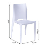 Silla para Exteriores Zoé 42 cm Blanco Polipropileno sin Apoya Brazos. - Sillas de Exterior | Bylmo