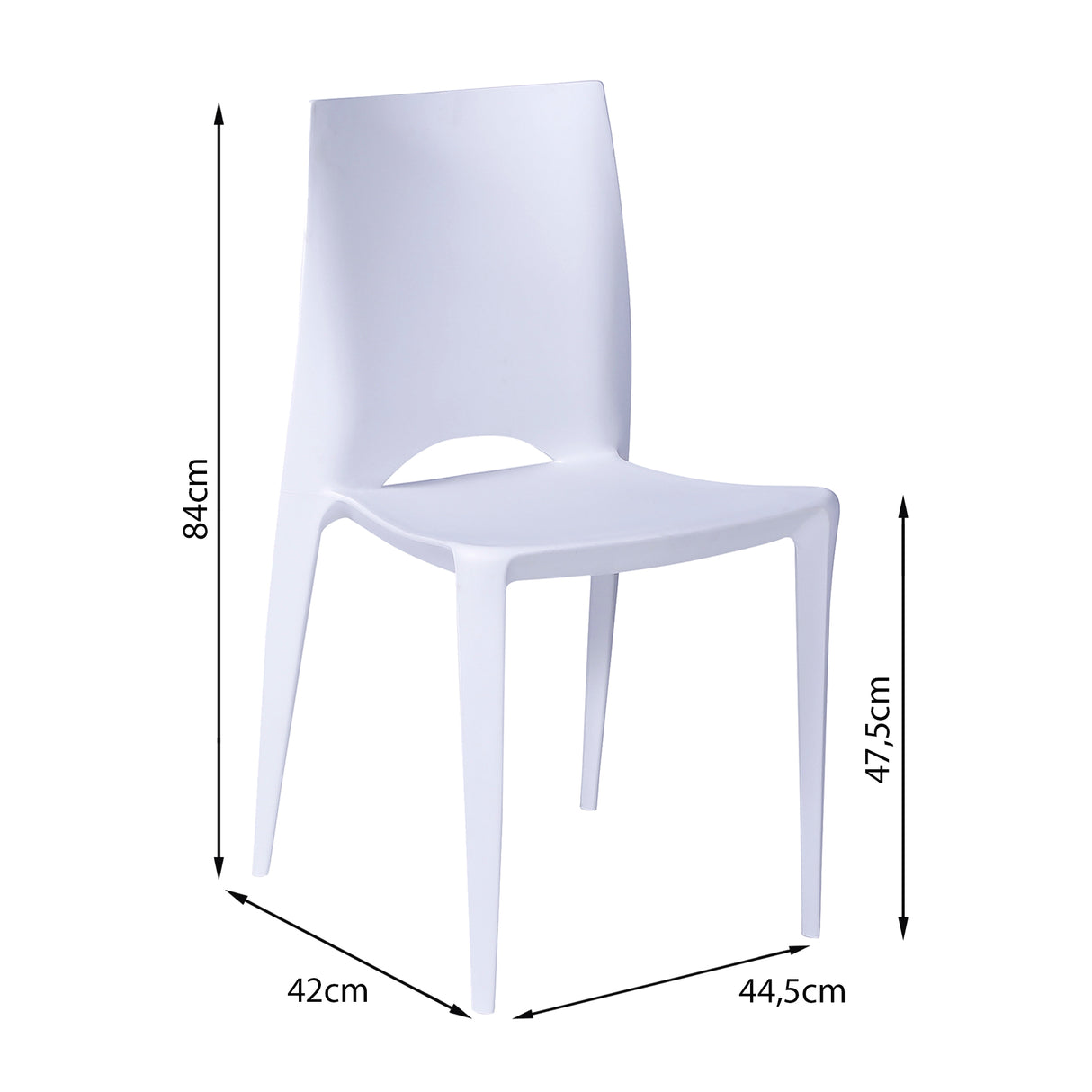 Kit x 4 Sillas para Exteriores Zoé 42 cm Blanco Polipropileno sin Apoya Brazos - Sillas de Exterior | Bylmo