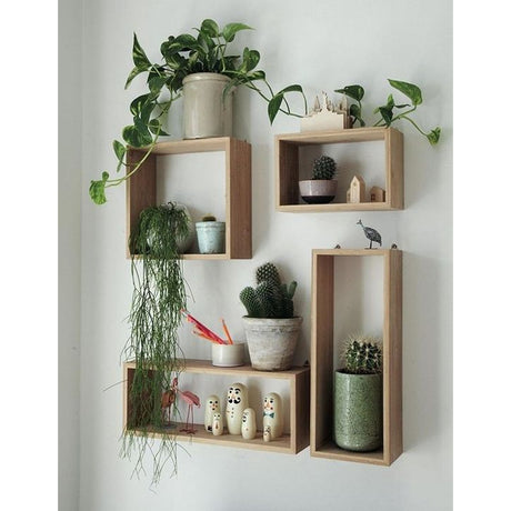 Set de 4 Repisas Boho de Madera Pino Café 25x45cm - Repisas y Percheros | Bylmo