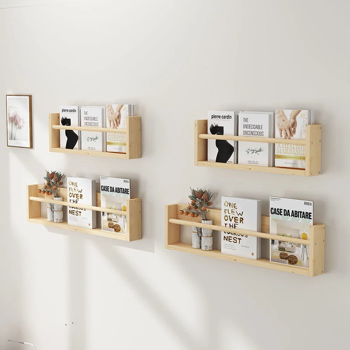 Set de 2 Repisas Ozli Modernas de Madera Pino Café 40x20cm con 1 Entrepaño - Repisas y Percheros | Bylmo