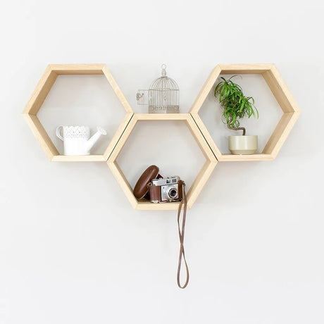Set 3 Repisas Hexpisas Madera Pino 25x22 cm Moderno - Repisas y Percheros | Bylmo