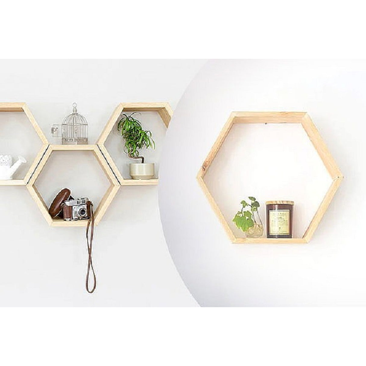 Set 3 Repisas Hexpisas Madera Pino 25x22 cm Moderno - Repisas y Percheros | Bylmo