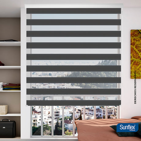 Cortina Roller Duo Coren Roll 100x170cm Gris Oscuro - Cortinas y Persianas | Bylmo