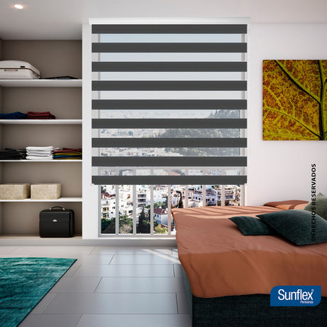 Cortina Roller Duo Coren Roll 140x170cm Gris Oscuro - Cortinas y Persianas | Bylmo
