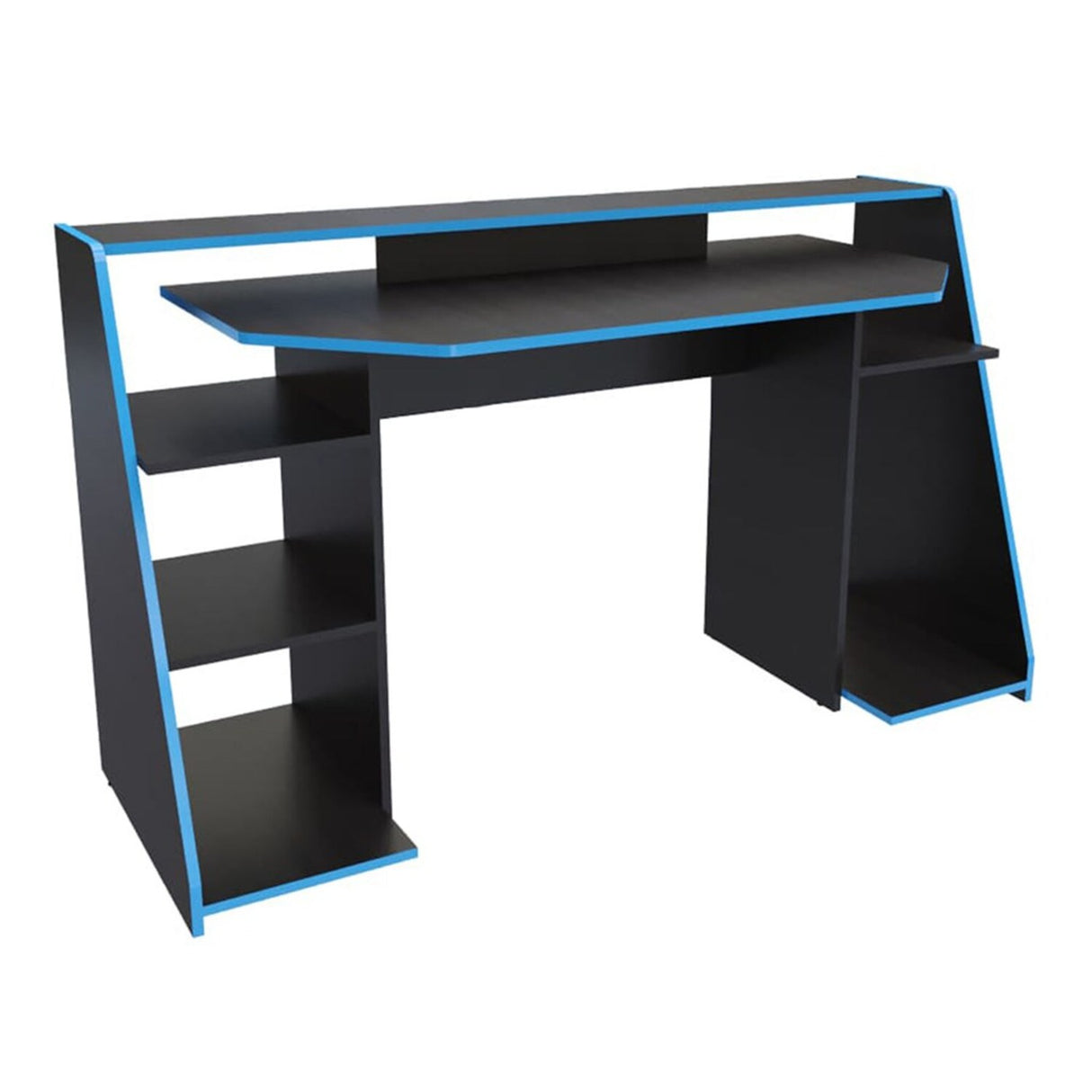 Escritorio Gamer Lax 150.2x88cm Wengue Azul Moderno - Escritorios | Bylmo