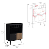 Bar Funes Wengue y Lenno 78.4x106cm con Tres Compartimientos con Seis Portabotellas y con Patas - BARES | Bylmo