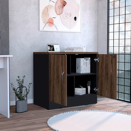 Cajonera Home Office Coñac 80x75cm con 2 Puertas y Cerradura. - Cajoneras y Comodas | Bylmo